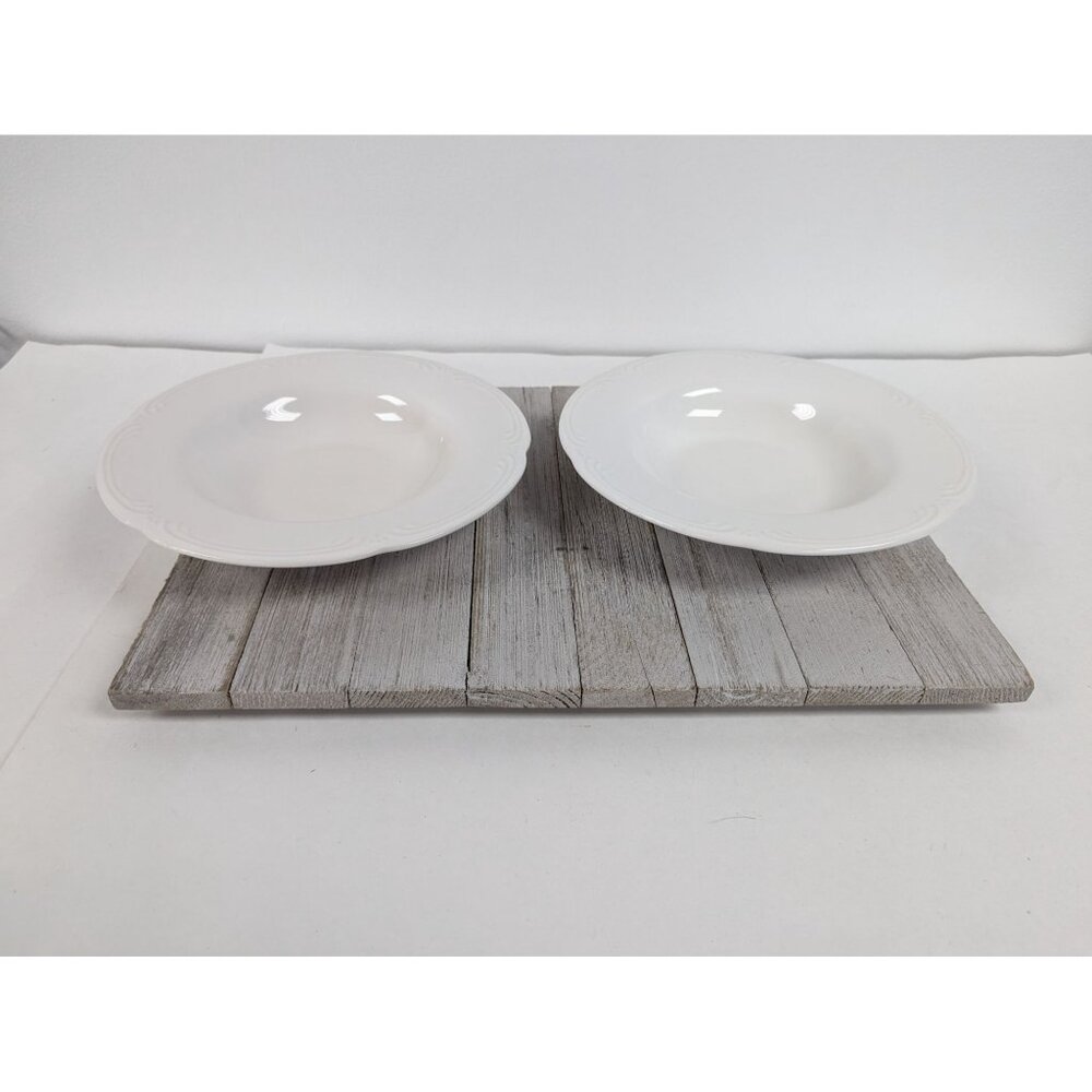 Pfaltzgraff Filigree White Cereal Soup Bowls Set of 2 Rimmed